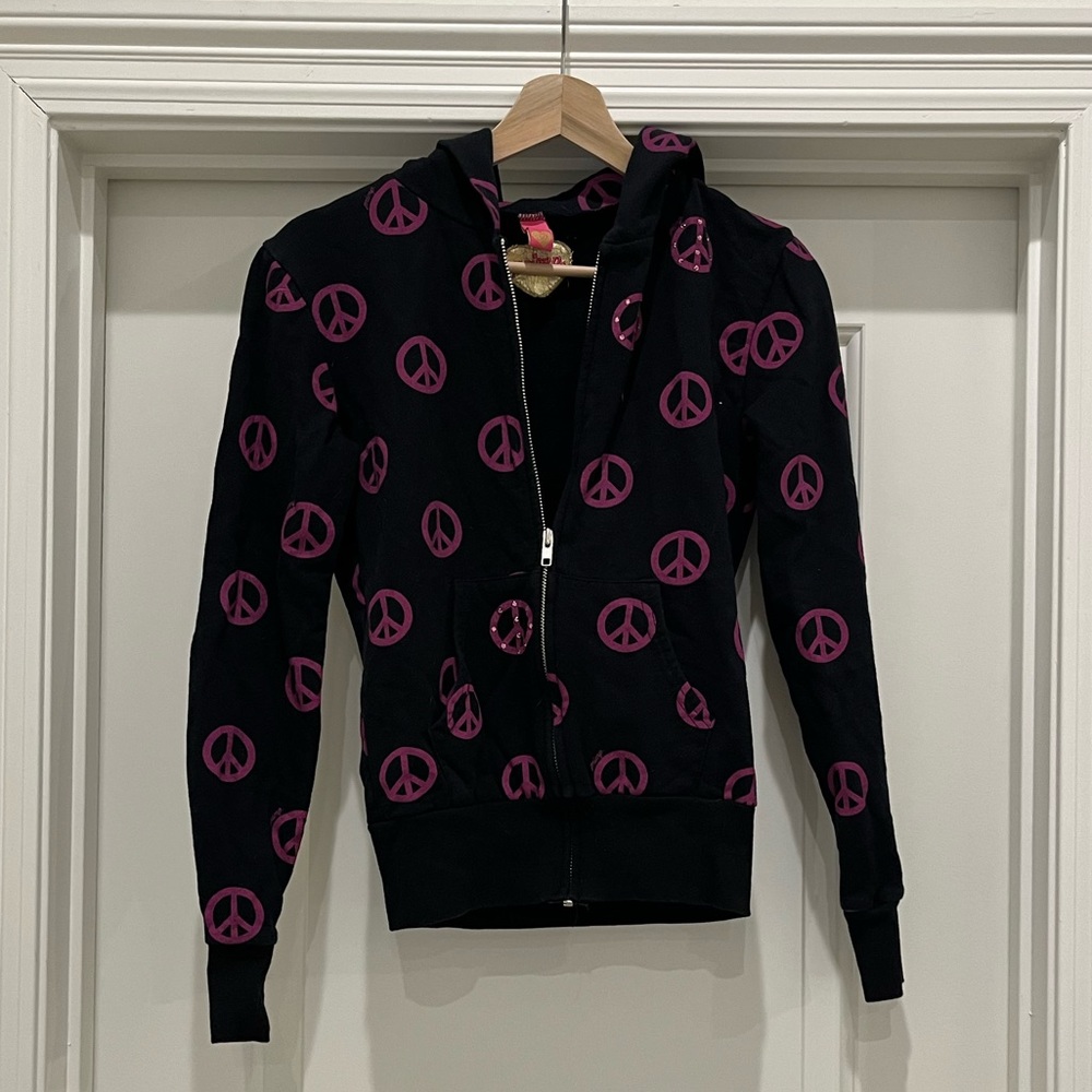 Primp women’s peace sign hooded jacket